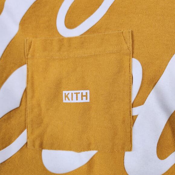 Kith x Coca-Cola Quinn Long Sleeve Pocket Tee Men's XXL Gold Cotton Jersey - Picture 6 of 15